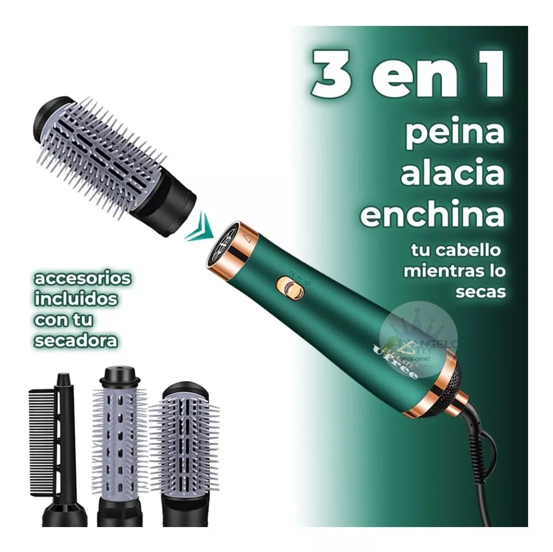 Cepillo eléctrico para el cabello 3en1