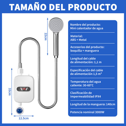 Calentador de Agua Instantáneo con Ajuste de Ducha