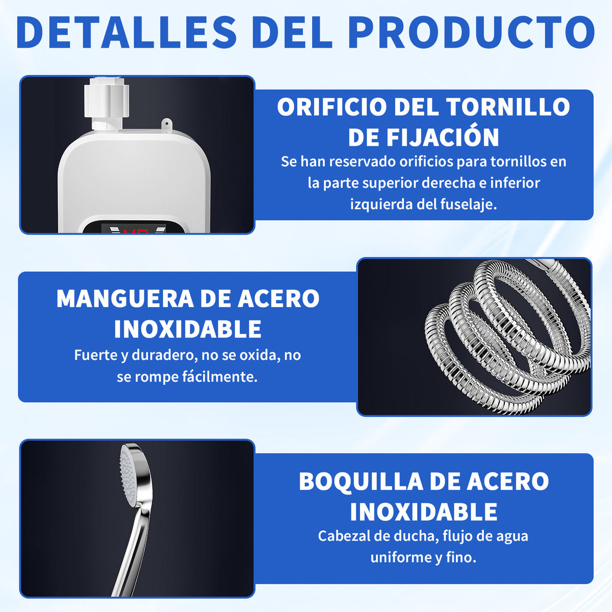 Calentador de Agua Instantáneo con Ajuste de Ducha